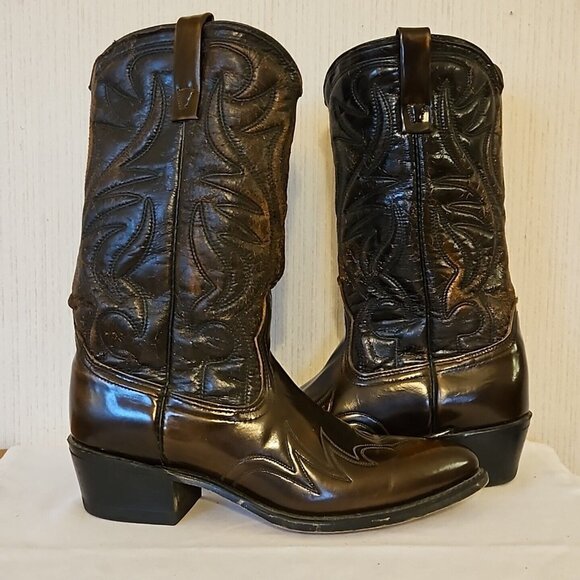 Hanover Western Boots Mens 9 D Brown Distressed Leather Cowboy 47667 Vintage main image 5